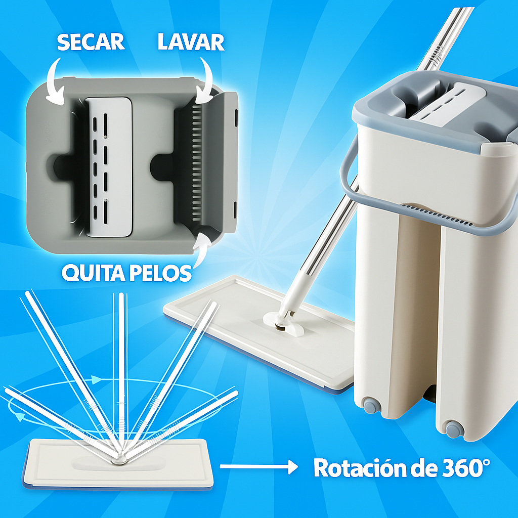 Fregona 2 en 1 con Cubo Inteligente – Lava y Seca sin Ensuciarte